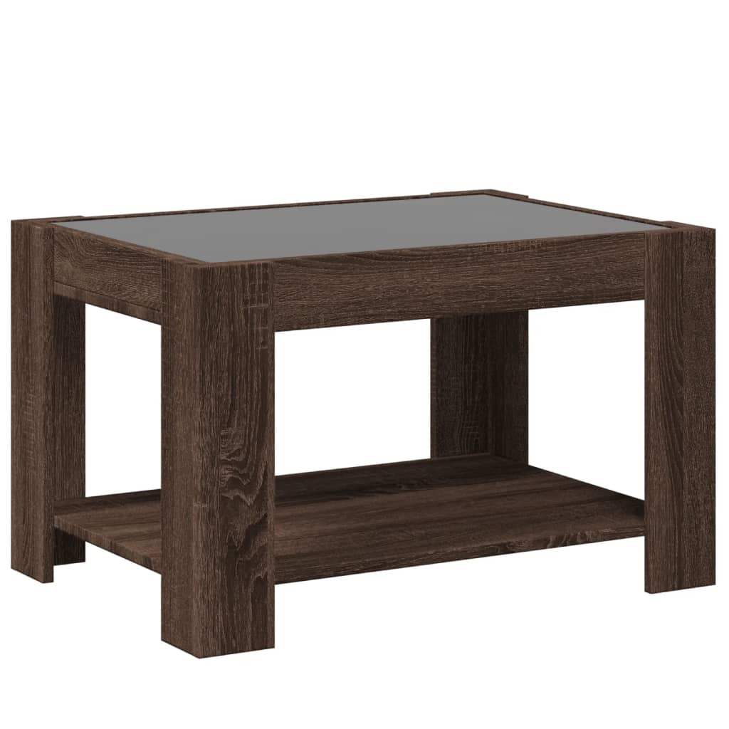 LED Coffee Table Brown Oak Effect 73 x 53 x 45 cm Particleboard