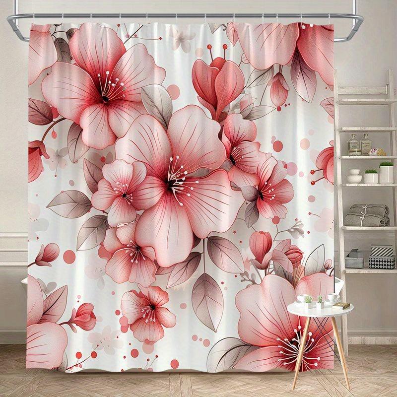 

1Pc Shower Curtain In Pastel Tones And A Slender Green Leaf Pattern, Made Of Polyester, Machine Washable, Suitable For Bathrooms W60H190(CM)-1 Pcs