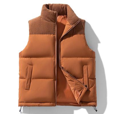 2024 Men's Colorblock Thick Warm Stand Collar Vest for Autumn/Winter