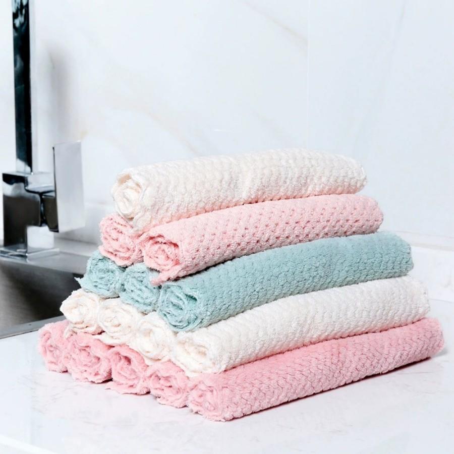 1/3/5/10pcs Ultra-Soft Microfiber Kitchen Towels - Super Absorbent, Non-Greasy Dish Cloths for Easy Cleaning & Quick Dry