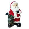 Santa Claus Figurine Christmas Tabletop Resin Santa Sculpture with Gift Bag for Mantle Bookshelf Home Decor
