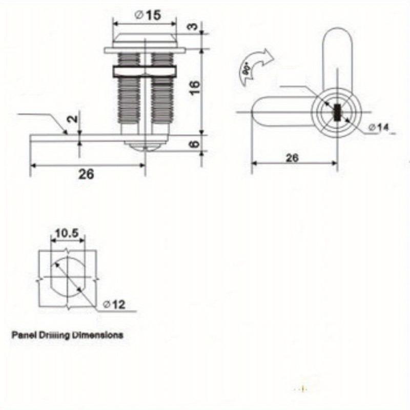1 PZ 12mm Serratura a Camma in Acciaio Inossidabile 2 Chiavi Foro Ferramenta Sicurezza Serratura per Mobili Serrature in Lega di Zinco per Cassetto Cassetta Postale Porta