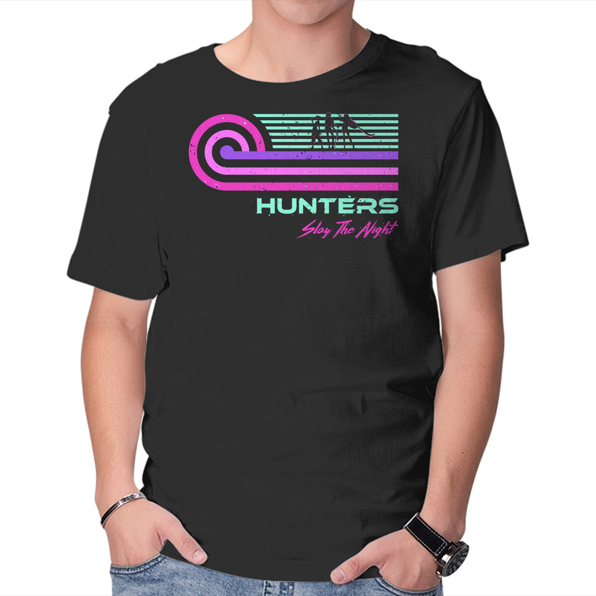 Unisex Crew Neck T-Shirt Retro Vintage Hunters Graphic Short Sleeve Casual Tee L