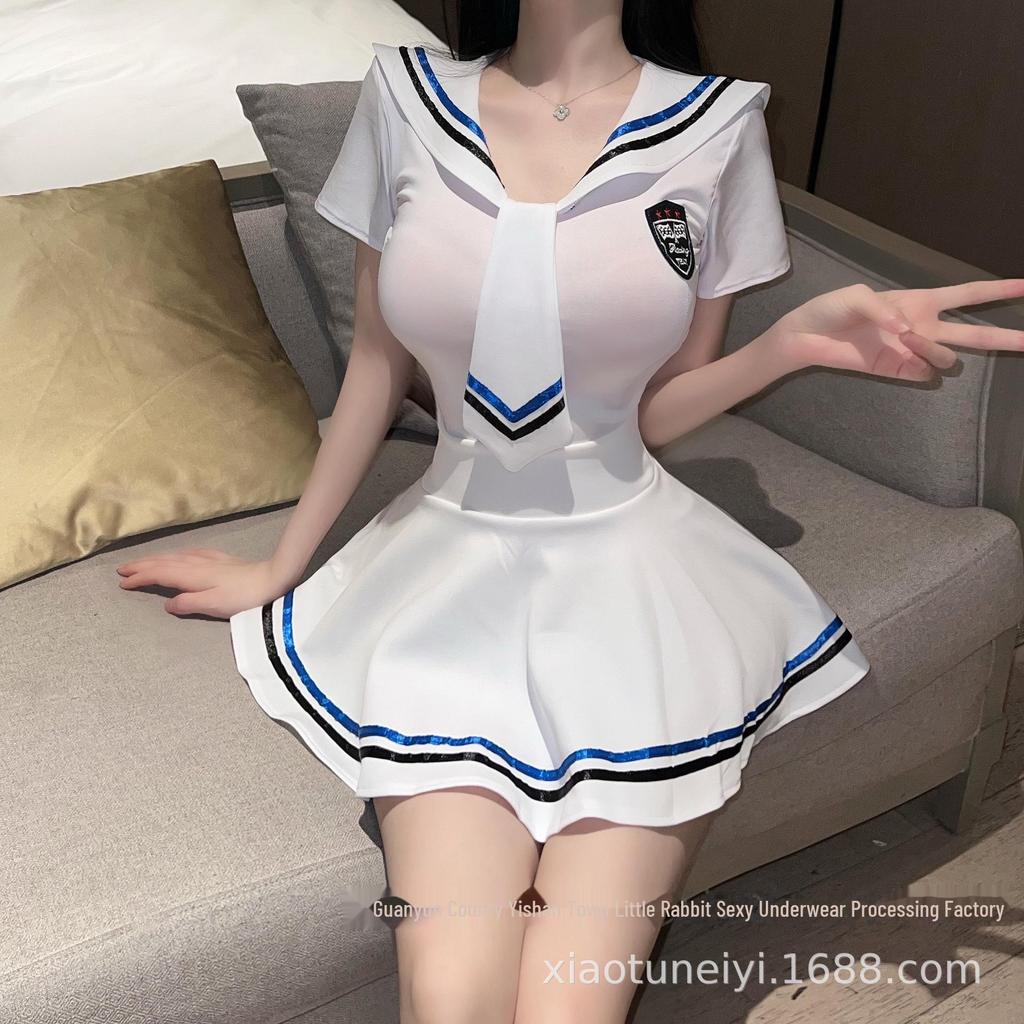 Japanese Sailor Style Erotic Lingerie - Sexy College Uniform for Night Role Play & Live Performance