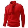 Men's Casual Solid-color Patchwork Style Long-sleeved High-neck Sweater, Men's Fitted Knitted Pullover, Scarf Collar Sweater