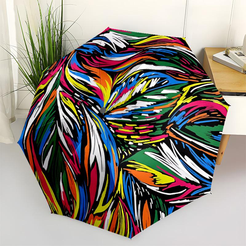 

1pc Colorful Abstract Pattern Automatic Open/Close Folding Umbrella - Compact 8-Rib Design, Daily Use, Perfect Gift for Friends & Family yy251124188