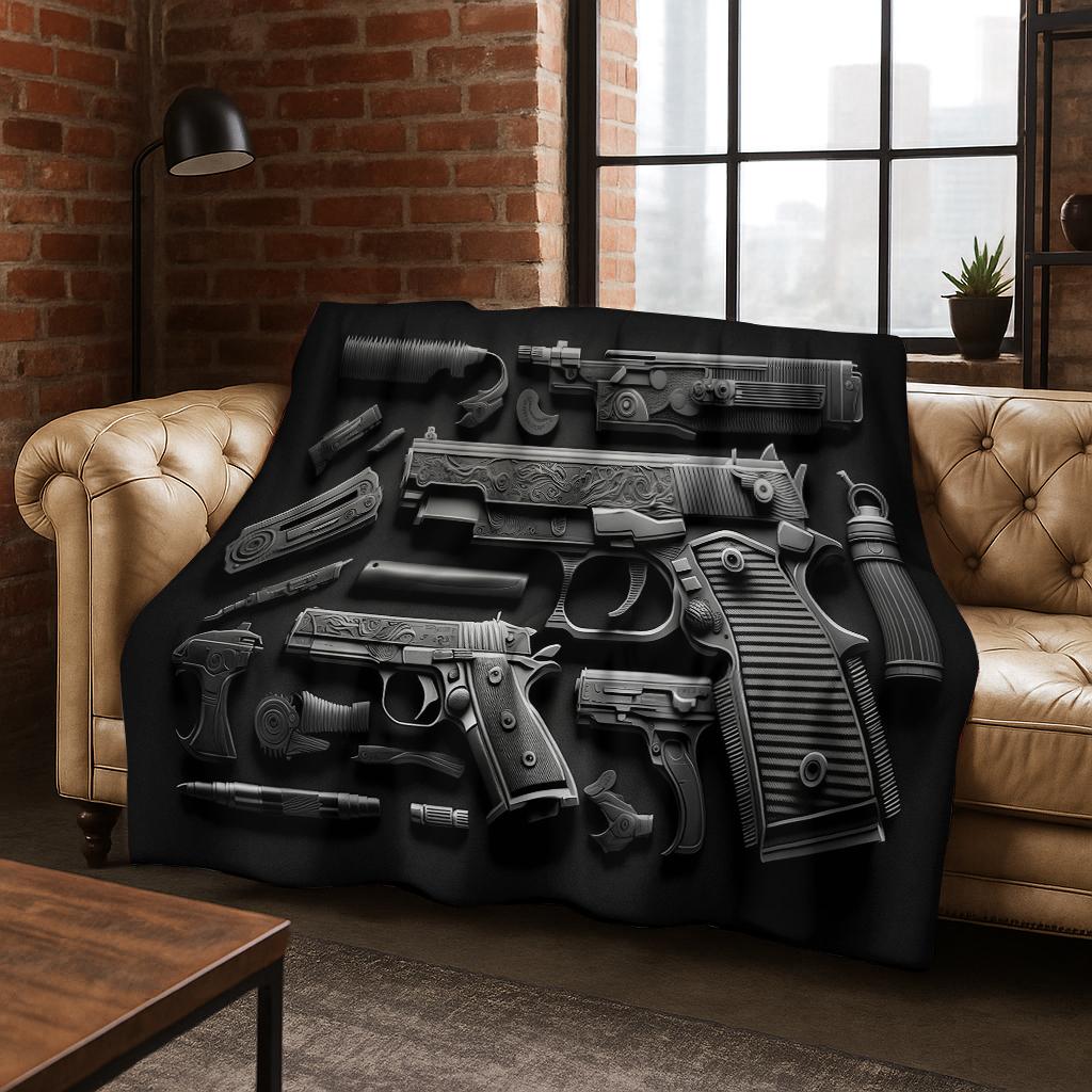 Wood Metal Gun Case Box Military Equipment Flannel Blanket,Cozy Soft Throw Blanket for Home Bedroom Bed Sofa Picnic Cover Gift