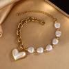 Europe and The United States Fashion Chain Imitation Pearl Love Bracelet, Women's Personalized Trend Zircon Accessories