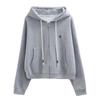 Autumn 2023 Women's Dark Blue Hooded Zipper Hoodie Jacket - Versatile and Trendy for Spring and Autumn