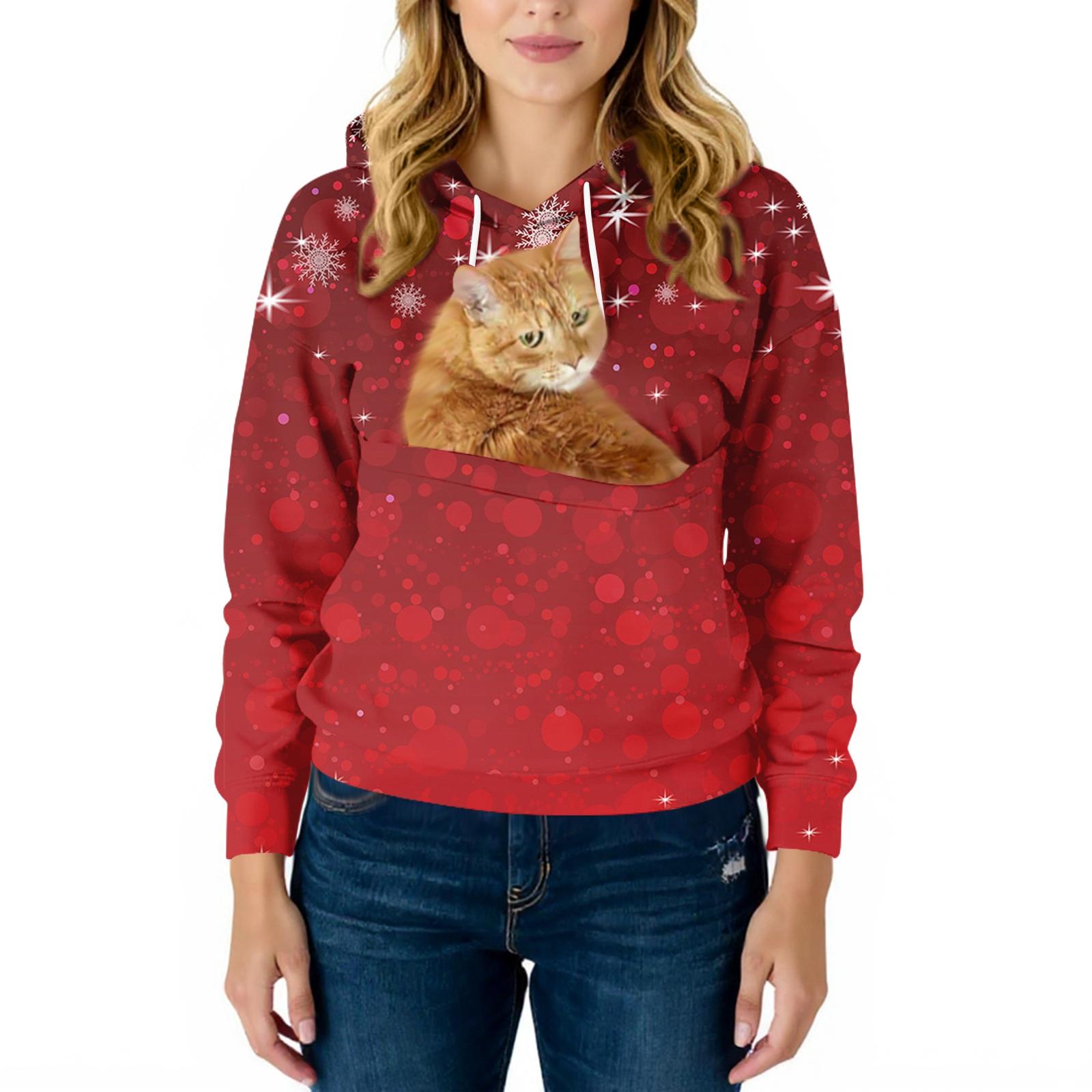 

Женский модный повседневный свитшот с длинными рукавами, карманом, капюшоном и принтом L