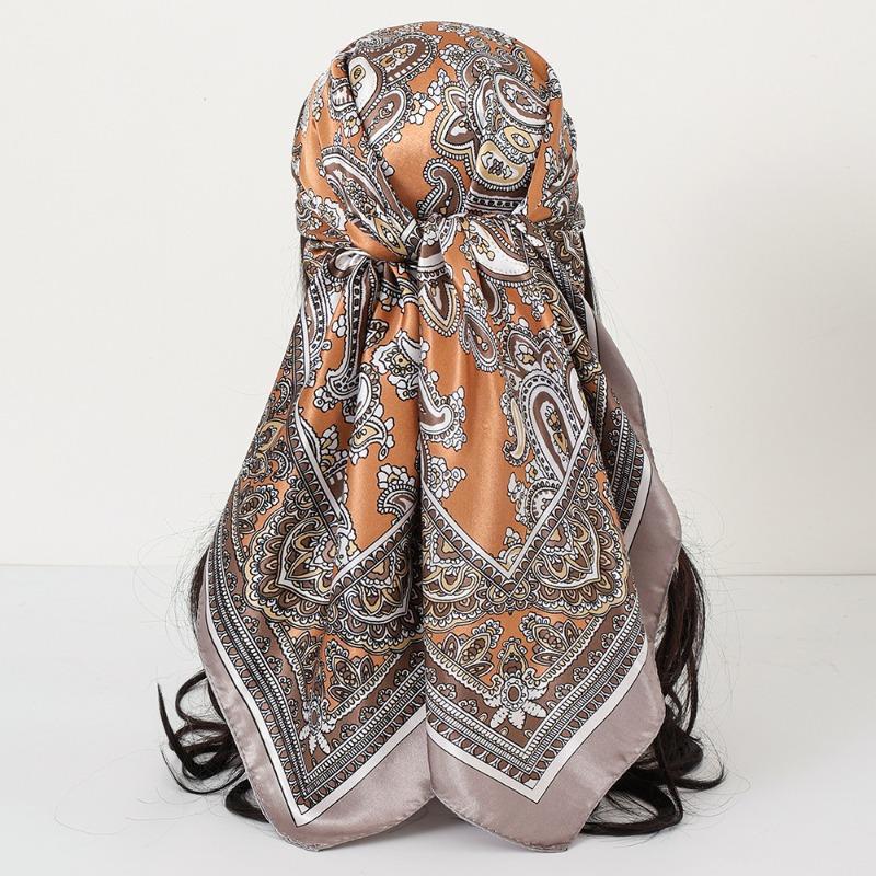 New cashew print silk scarf women's trend versatile shawl satin headscarf 90 square scarf scarf women