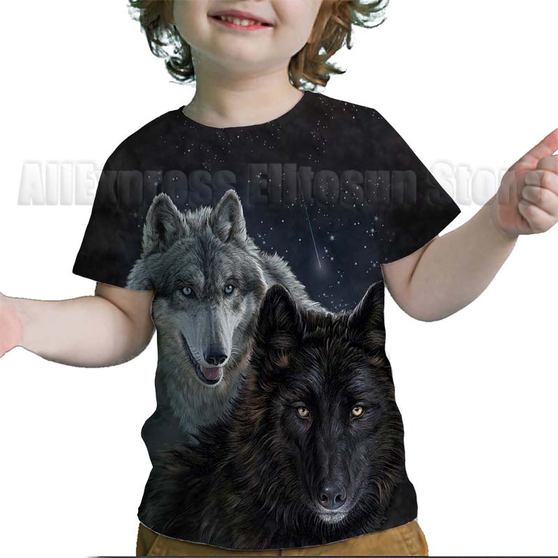 3D Print Cool Wolf T Shirt for Kids Teens Summer Girls Boys Cartoon Anime T-shirt Children Short Sleeves Tshirt Toddler Tee Tops