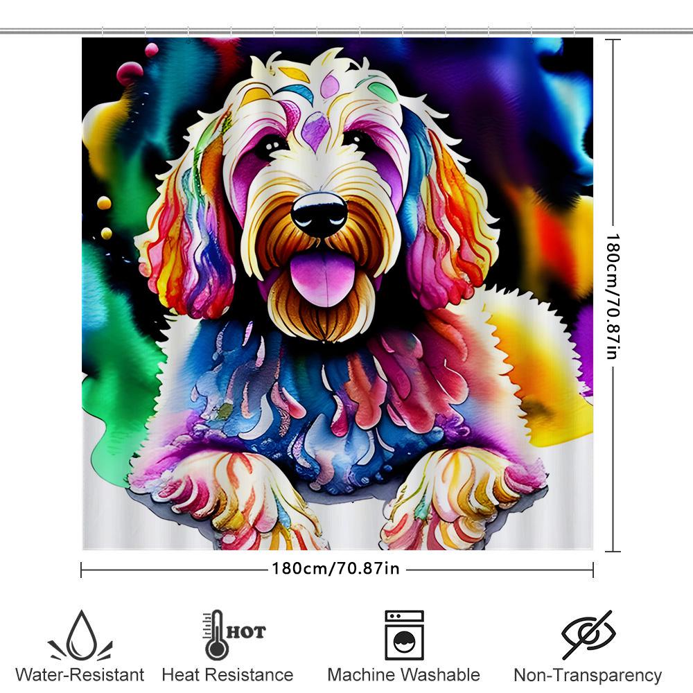 Vibrant Dog Shower Curtain Bathroom Decor With Eye-Catching Watercolor Artwork For Home Decoration