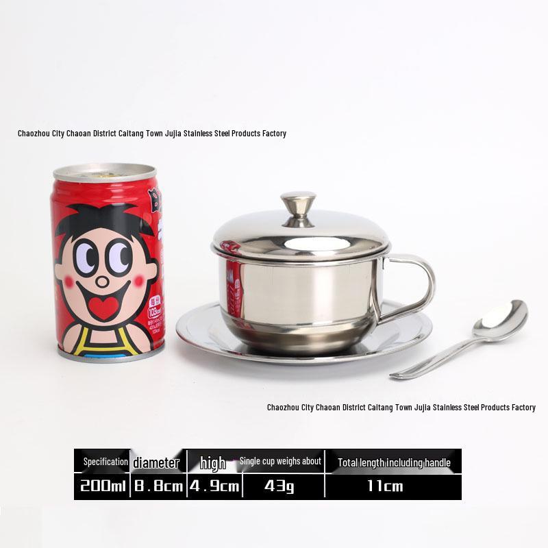 

Набор кофейных чашек из нержавеющей стали 304 в стиле миланского ретро - 200 мл с блюдцем и ложкой 200ml