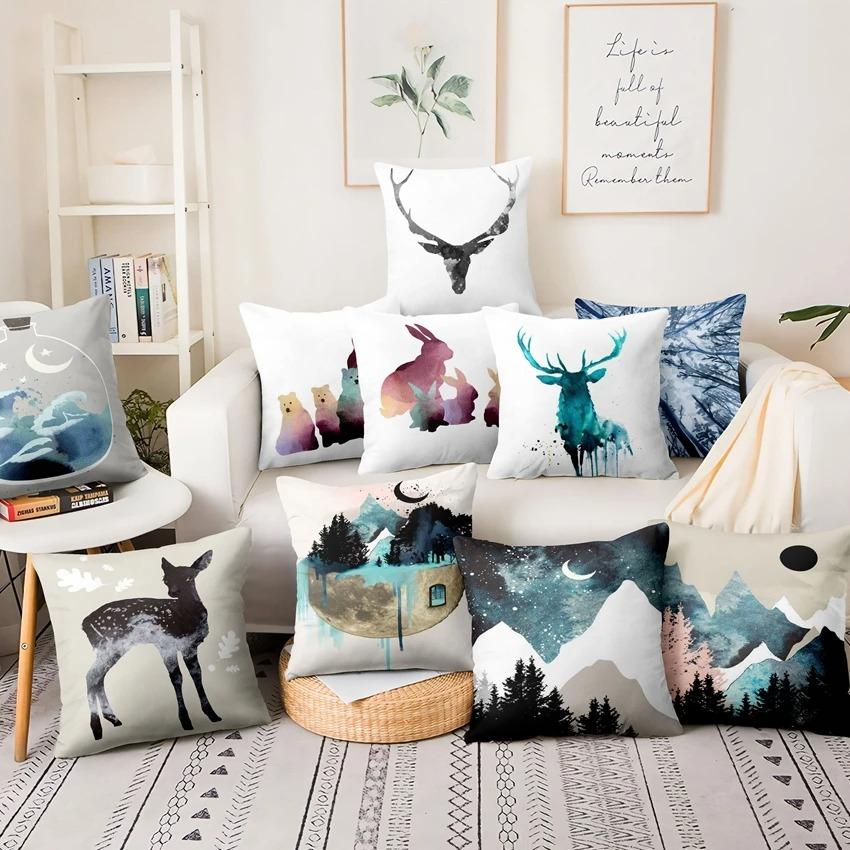 Forest Deer Decorative Pillowcase Living Room Office Home Pillowcase Car Ornaments