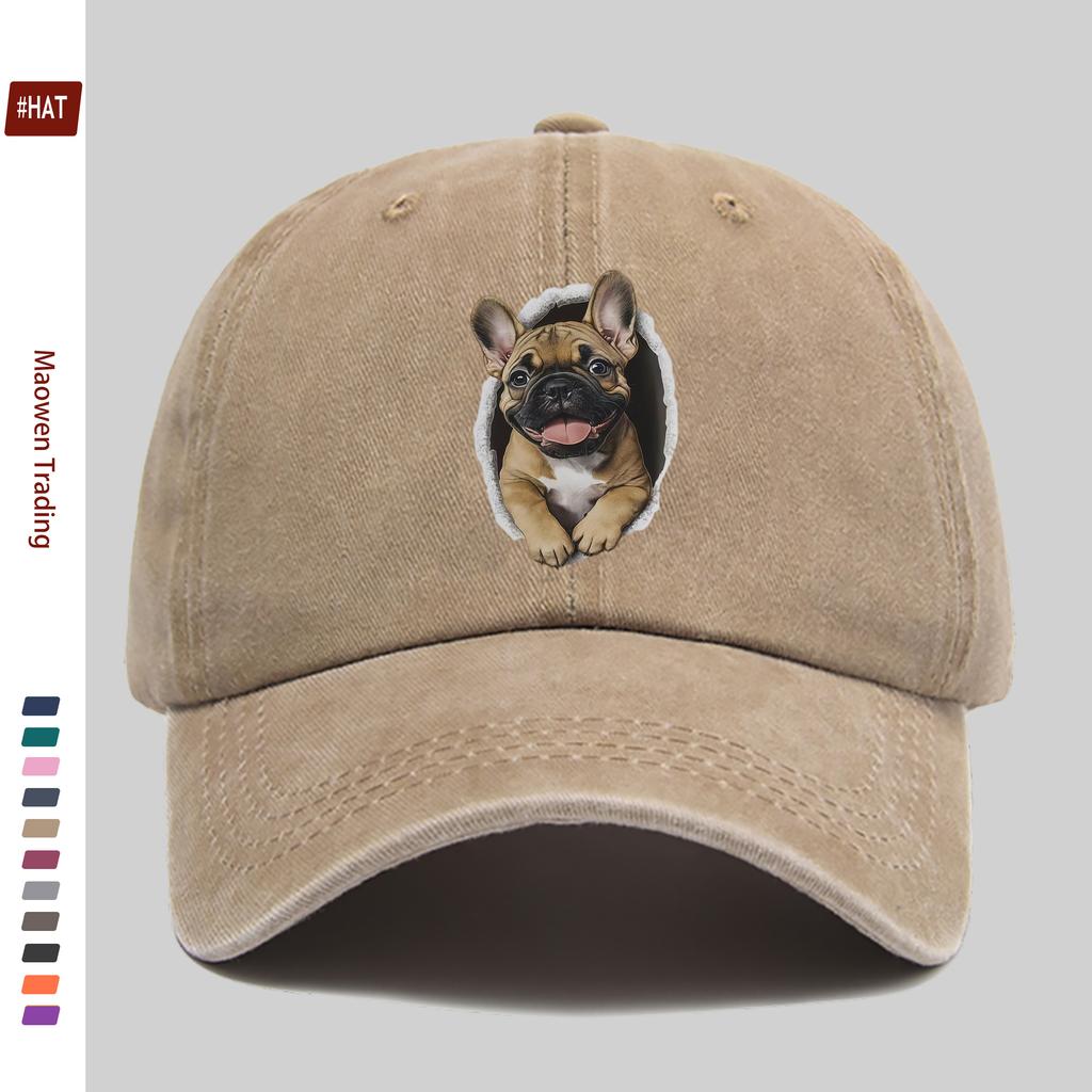Pc Fashion Puppy Wall Hole Print Baseball Cap Casual Design Decor Hat for Pet Lovers Comfortable Lightweight Sun Hat with Adj