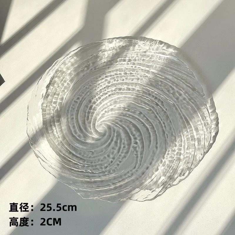 Transparente Wasserwellen-Glasplatte, Nebel, Frühstücks- und Dessertteller, Zuhause, Obstsalat, Kuchenteller, Küchengeschirr