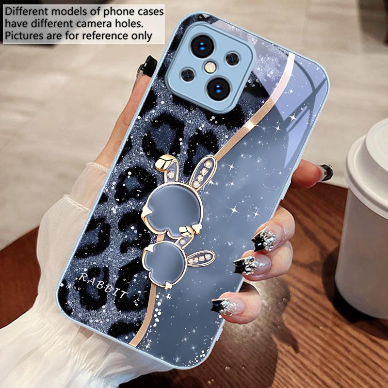 Leopard Cartoon Rabbit For Oppo Find X5 X8 Pro X3 Lite A72 58 73 54S F11 79 Reno 6 4Z 5G Nord N200 Tempered Glass Phone Case