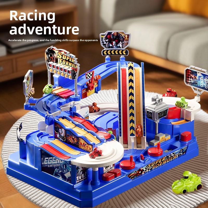 Plastic Childrens Race Car Track Set With Doublesided For Kids Playroom Fun