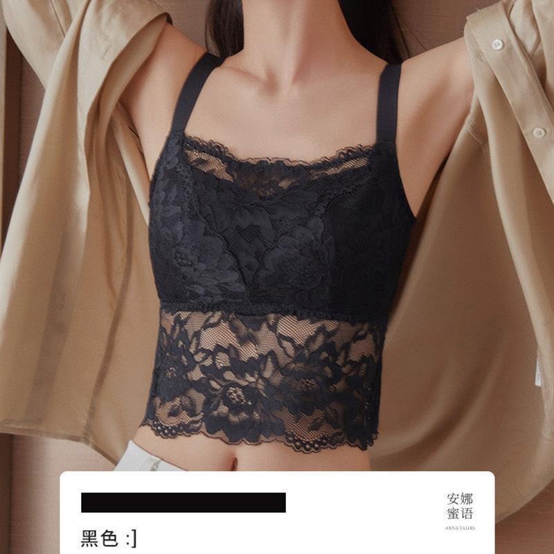 

Butterfly lace underwear, large breasts show small anti-light, sexy back tube top, thin large size adjustment bra M 34/75BC чёрный