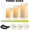 Kammoy Rechargeable Flameless Candle, LED Flickering Candles Tea Lights Pillar Candles Sets with Adjustable Brightness and Timing Remote, Warm Light