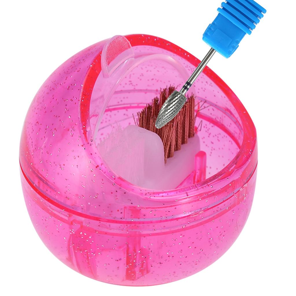Mini Nail Art Drill Head Dual Clean Brush Dust Cleaning Case Box Polishing Manicure Tool