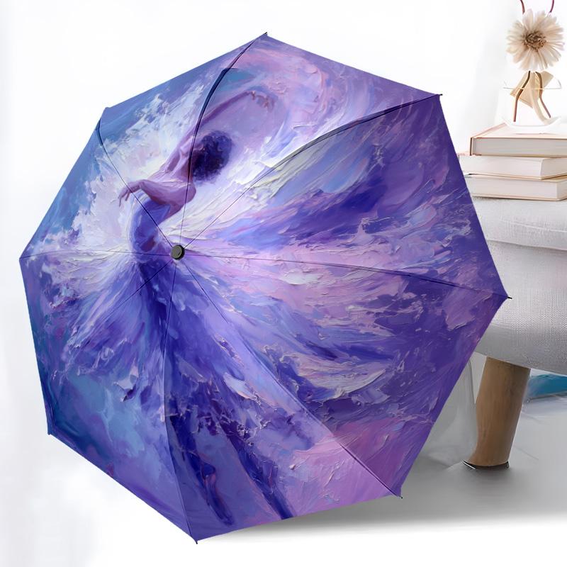 0106 Flower Maiden  pattern, automatic folding umbrella, portable and foldable design, 8 ribs, a Christmas or birthday gift.