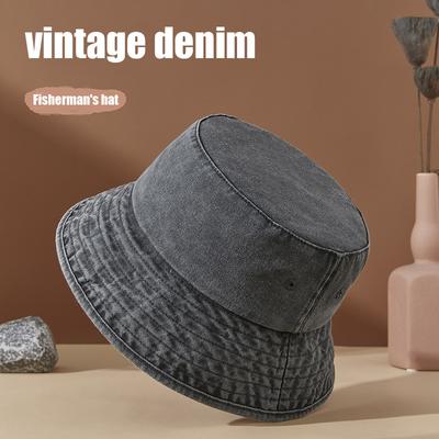 Neuer Retro-Denim-Fischerhut für Männer und Frauen, Mode mit kurzer Krempe, Harajuku, literarischer Allgleiches, Luxus-Panama-Eimerhut aus Baumwolle