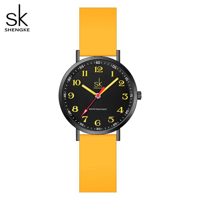 SHENGKE Sport Frauen Silikon Armband Uhren Neue Design Für Frau SK Quarz Armbanduhren Original Damen Uhr
