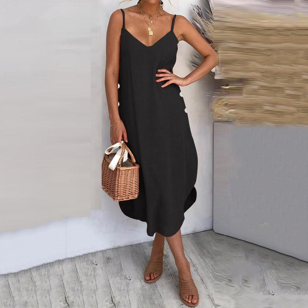 Women Sexy Low Cut Irregular Loose leisure Dress Elegant Party Prom Dresses