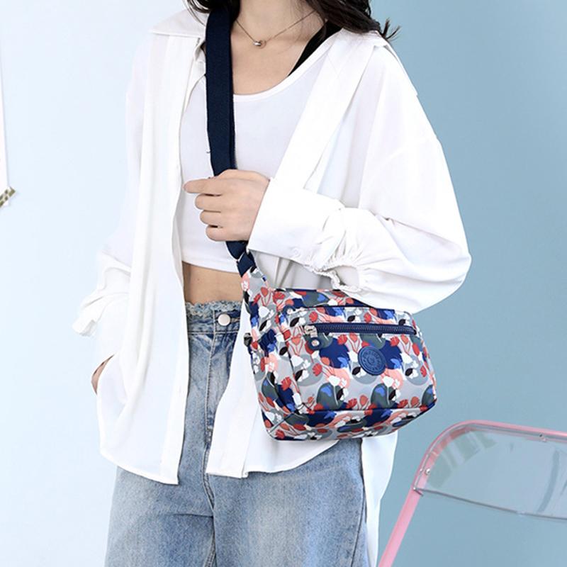 2025 New Fashion Nylon Printed Messenger Bag Large-capacity Multi-layered Flower Shoulder Bag Casual Joker Ladies Crossbody Bag