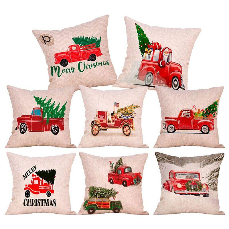 Luxurious 18'' Xmas Cotton Pillow Case Linen Cushion Cover For Merry Christmas Home Decoration