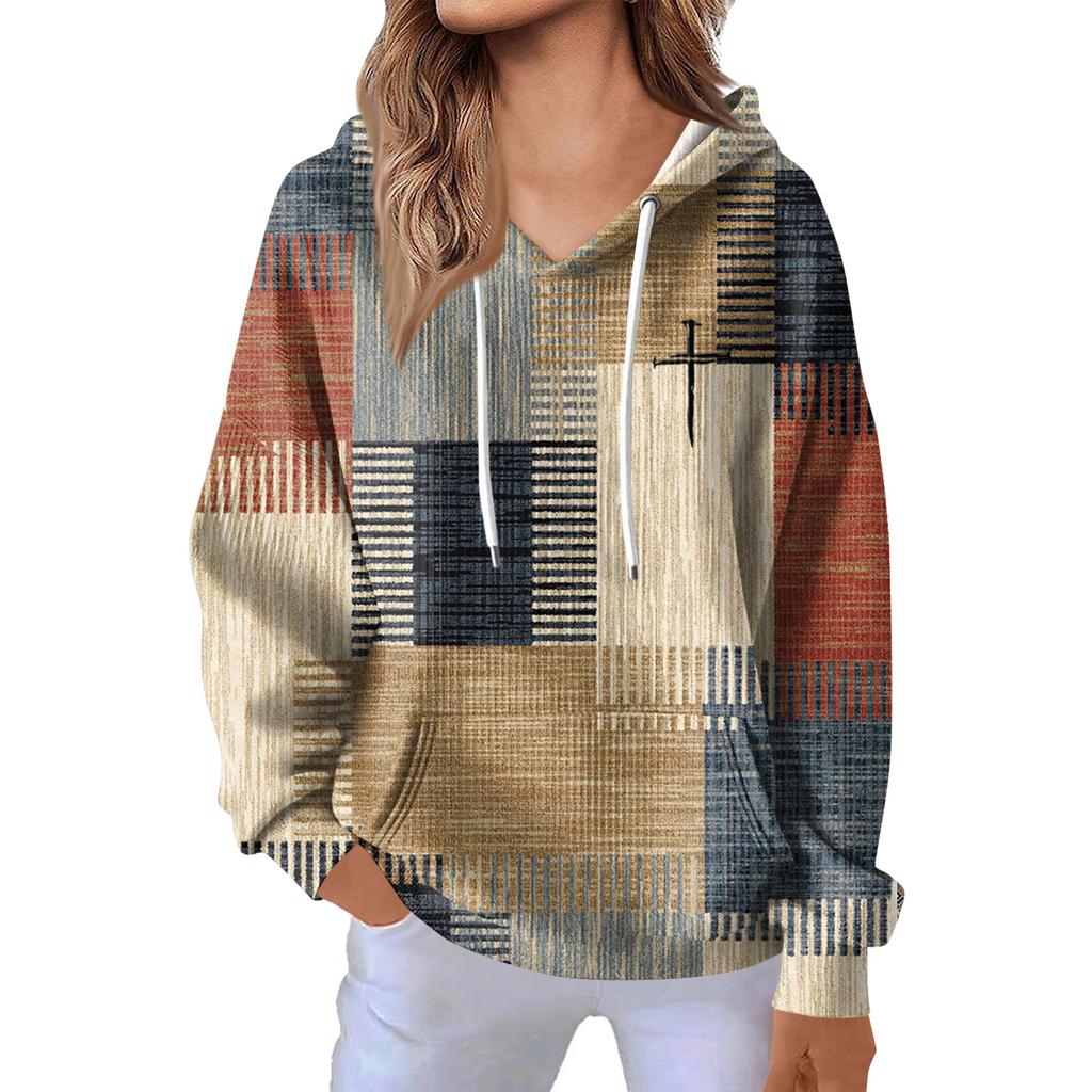 Women's Fashion Casual Long Sleeve Solid Color Hooded Sweatshirt Tops