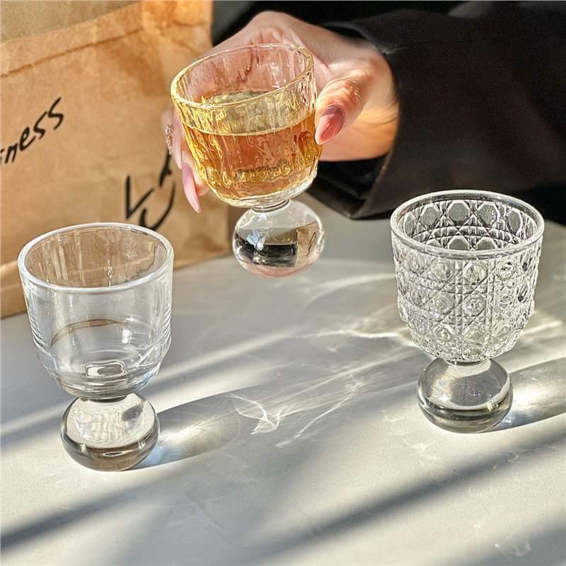Fashion Vertical Grain Transparent Coffee Cup with Gold Rim Classy Cocktail Glass for Home Dining Office