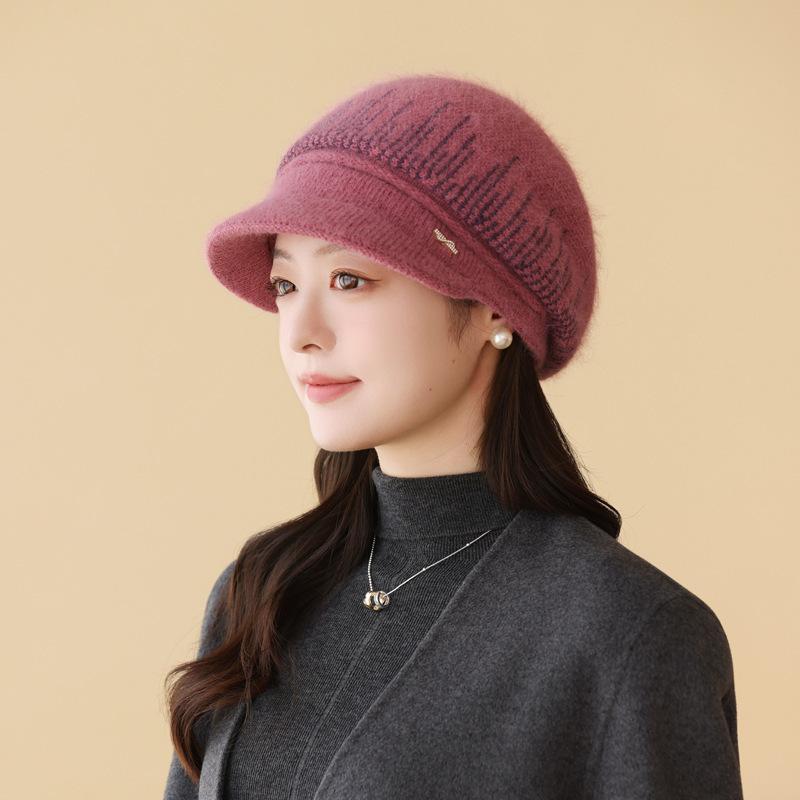 

Women s Autumn and Winter Middle-aged and Elderly Fashion Hats, Striped Cold-proof Ear Protectors, Knitted Hats, Casual and Warm Mother Hats single hat