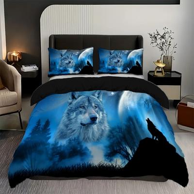 Quilt Cover Bedding 3D Printing Three-Piece Home Textiles Jungle Wolf King Nordic Style