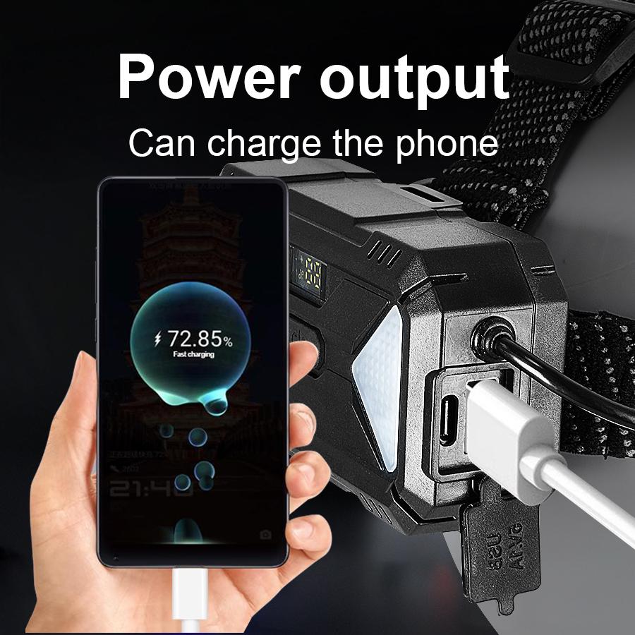 30000LM Powerful LED Headlamp Bright Long Shot 2000M Portable Head Lights Rechargeable Power Bank Fishing Camping Zoom Torchs