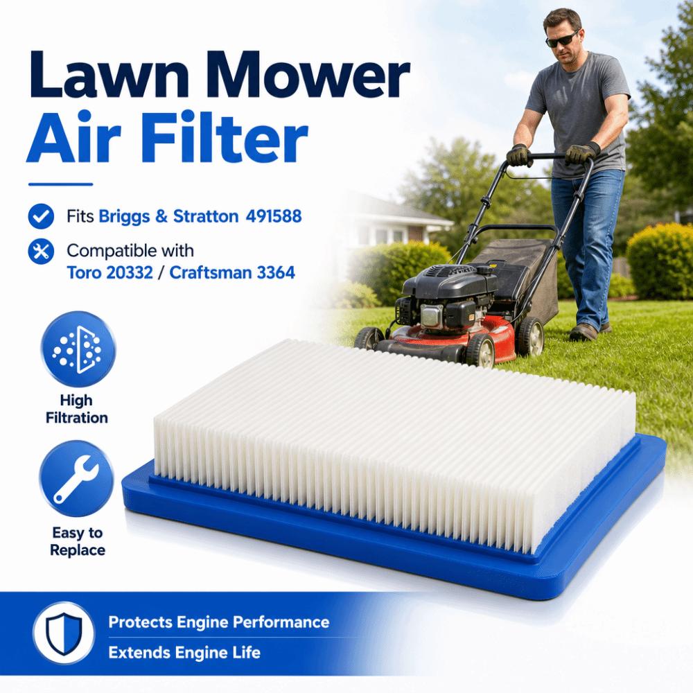 5pcs O20 20 Lawn Mower Air Filter Filter Element Replacement for Briggs Stratton 491588