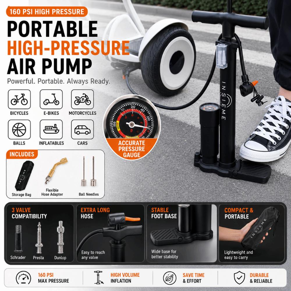 160PSI High-pressure Pump Rust Prevention Inflatable Pump Portable Universal Air Pump Car