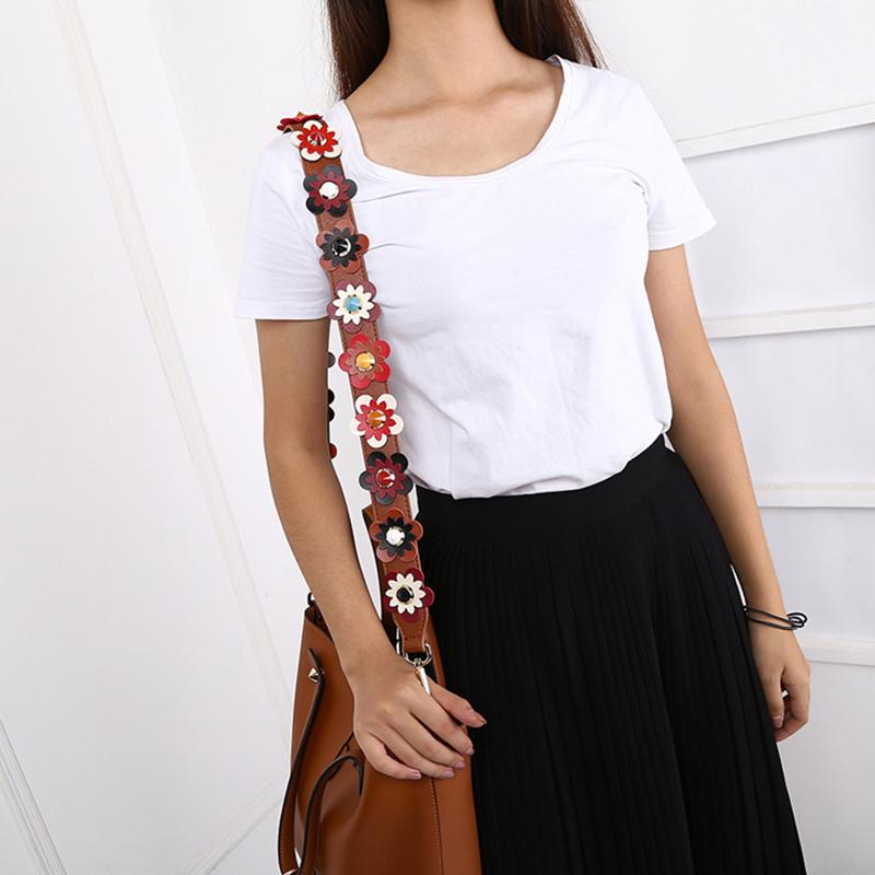 105cm Leather Bag Strap Flower Rivet Crossbody Shoulder Straps Replacement for Women Fashion Handbag Handle Purse Bag Acessorios