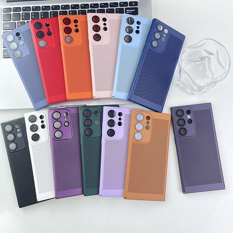 Samsung S25 Ultra Heat Dissipation and Breathable Mobile Phone Mesh Case S24plus Protection Glasses S23 Fine Hole S22 Anti Fall Protection Case