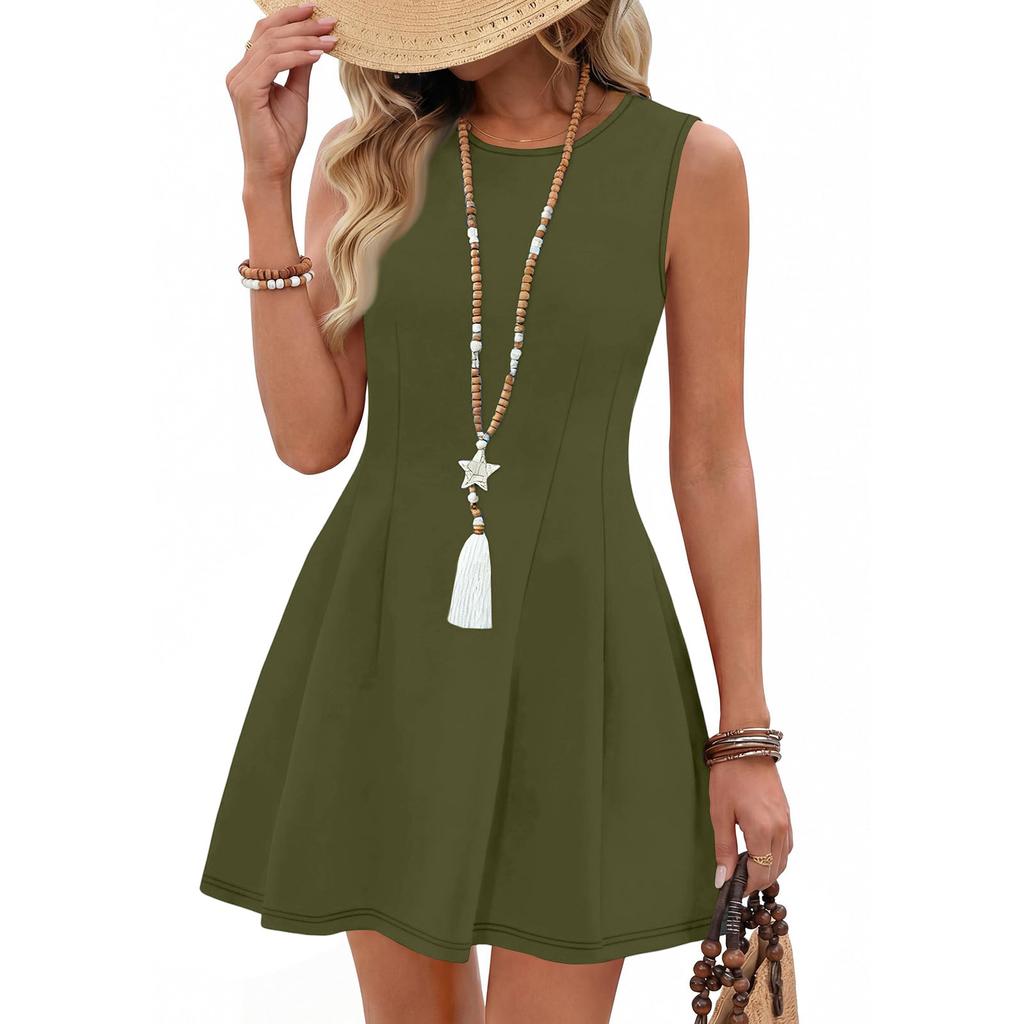 Sleeveless Casual Dress for Women V Neck Summer Dress Lightweight Flowy A Line Mini Dress Comfortable Everyday Wear