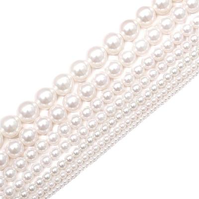 40-140Pcs Imitation Pearl Glass Beads, Round Spacer Loose Beads for DIY Bracelet