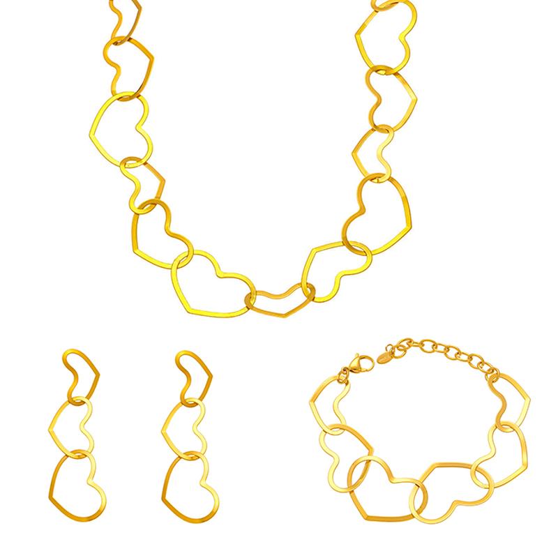 Thick Chain Necklace Bracelet Earrings In Stainless Steel With 18k Gold Plated Necklaces Bracelets Dangle Earring Set For Women