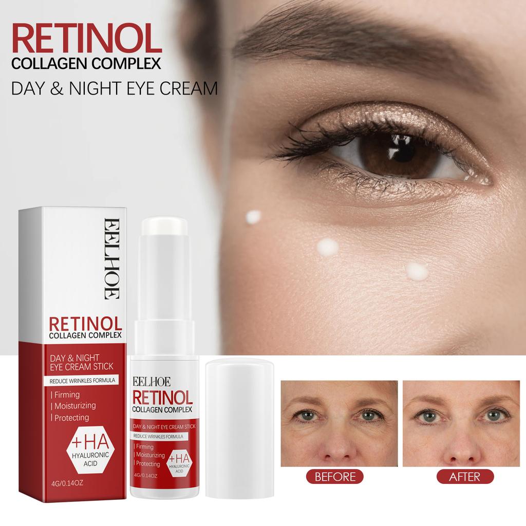 EELHOE Retinol Eye Stick 4g Under Eye Treatment Dark Circle Puffiness Reduction Anti Aging Roller Fine Lines Moisturizing