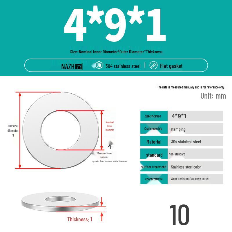 Thickened 304 Stainless Steel Flat Washer Spacer (M4-M8)