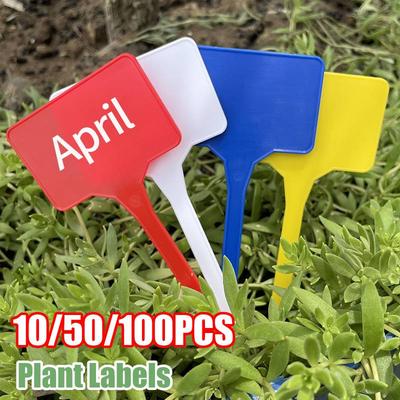 10/50/100 Piezas Etiquetas para Plantas Tipo T Etiquetas con Nombres de Plantas Marcadores de Etiquetas para Semillas de Jardín Etiqueta de Plástico para Estacas de Etiquetas para Plantas Impermeables para Exteriores