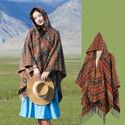 Viagem Desgaste Turismo Estilo Étnico Listrado Franjas Xale Capa Feminino Tibet Qinghai Grassland Feminino