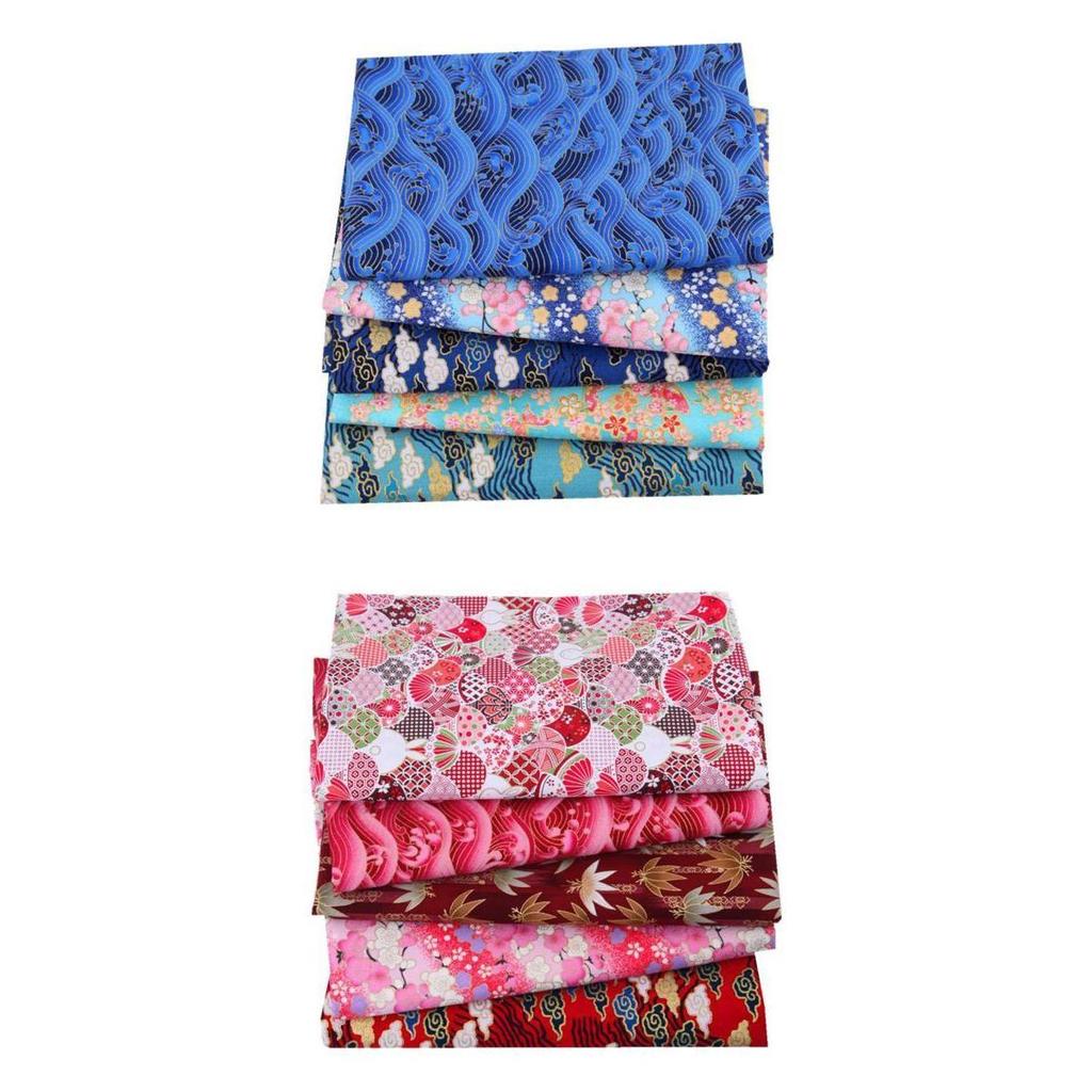 10PCS Japanese Floral Fabric Squares for Quilting Crafting Sewing