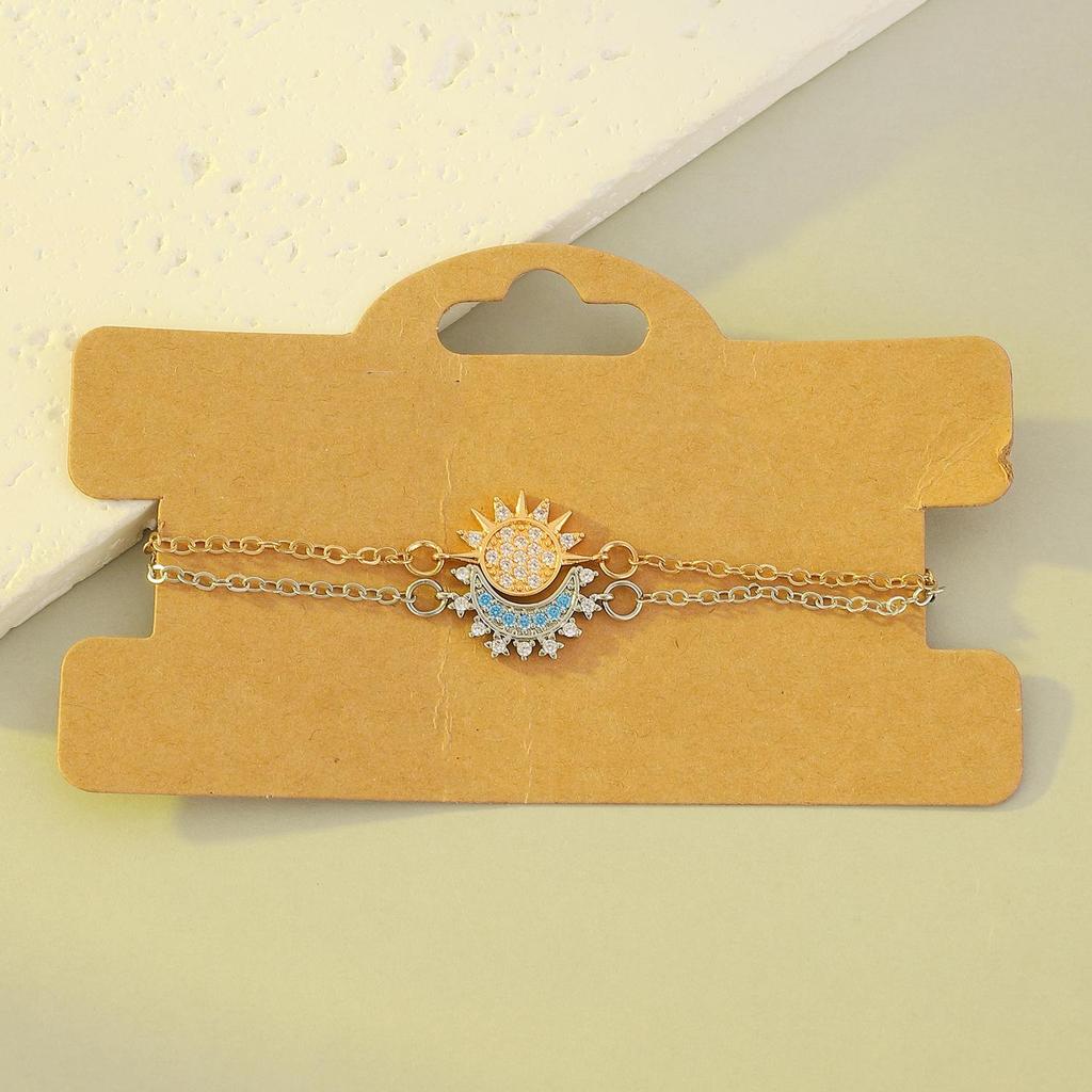 Sun and Moon Diamond Stackable Rings, Necklace, and Bracelet Set - European & American Style